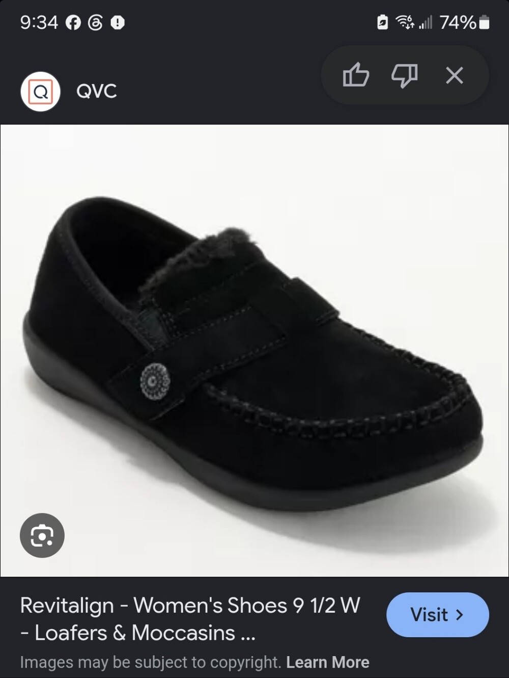 New Condition REVITALIGN Black Moccasin Slip-On with Hook-and-Loop Strap